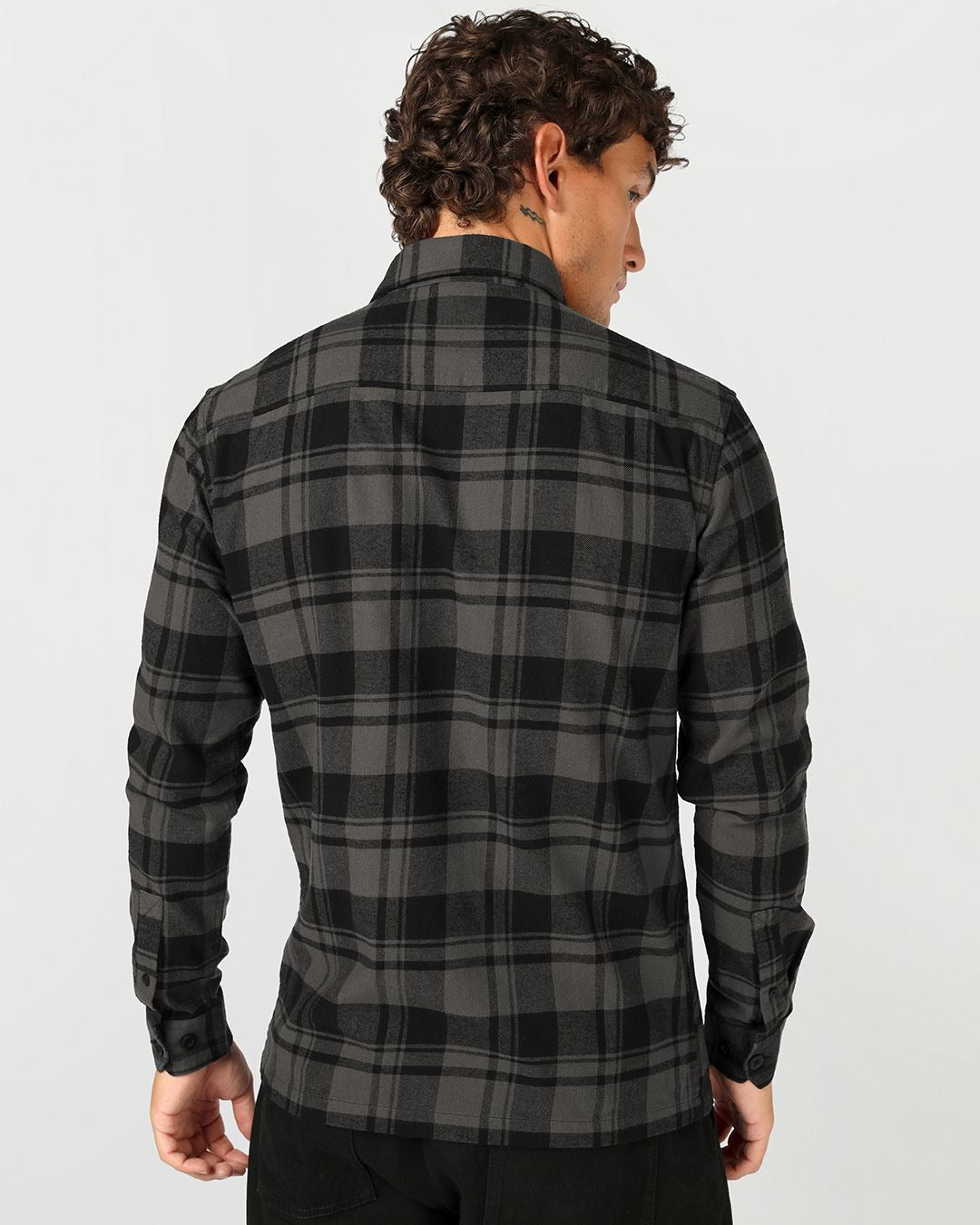 Flolook Men's Premium Charcoal Grey & Black Checked Casual Cotton Shirt